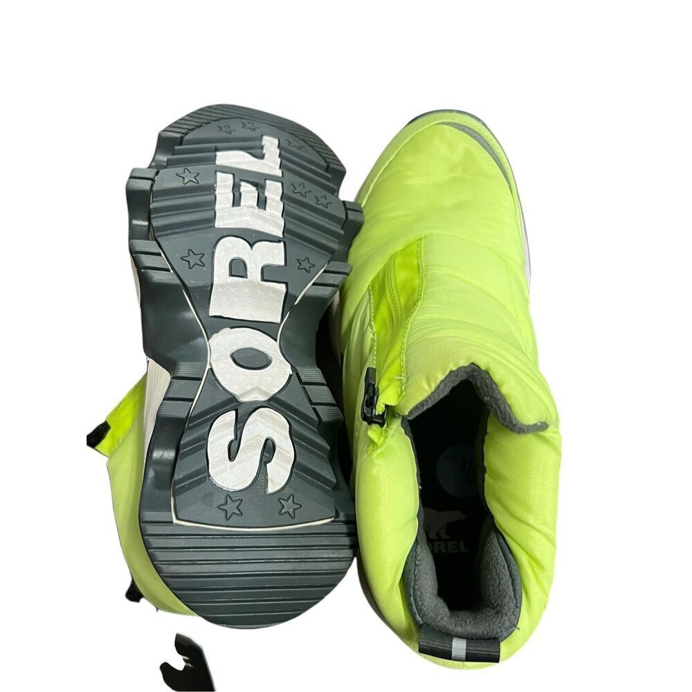 Sorel Women's 7.5 Sorel Kinetic Impact Puffy Zip Waterproof Boots neon Green - Picture 6 of 7